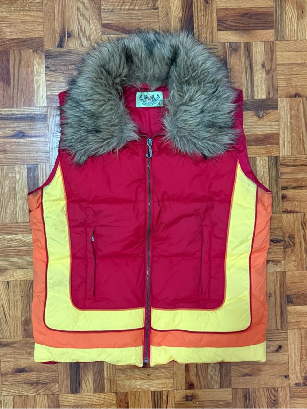 JUICY COUTURE Puffer Vest with Fur Trim